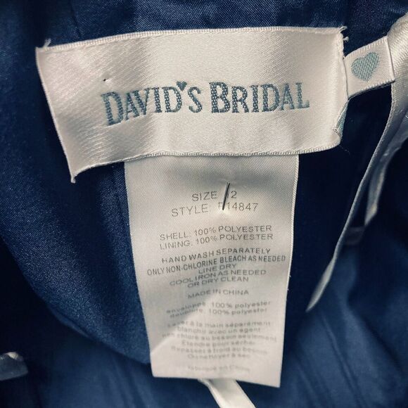 David's Bridal Dress Sz 2 Navy Blue Strapless Chiffon Brides Formal Cocktail - Picture 7 of 11